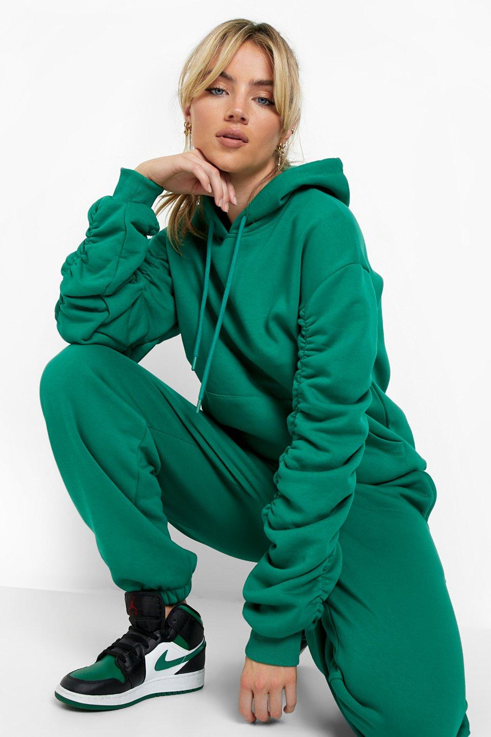 Balloon Ruched Sleeve Hoodie Track Pants Traksuit boohoo